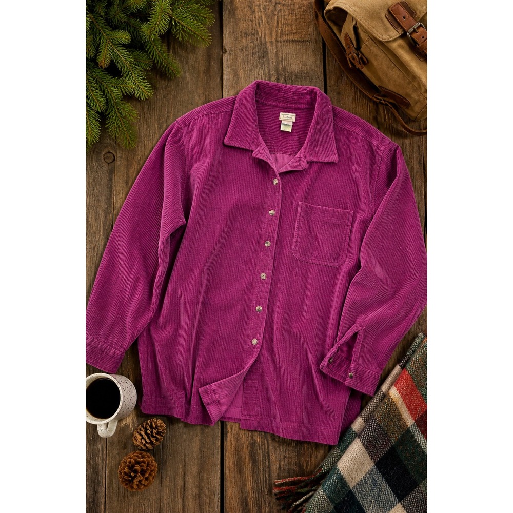 L.L.Bean Corduroy Shacket Oversized Button Shirt Jacket Cozy Cabin‎ Layer 2X